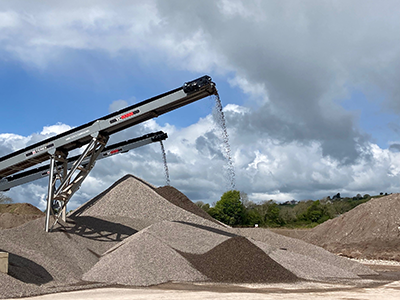 Washed Aggregates Being Stockpiled